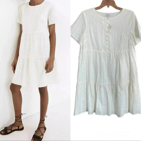 Madewell Dresses & Skirts - NWOT Madewell Women’s Cream Eyelet Preppy Above Knee Mini Dress Size M